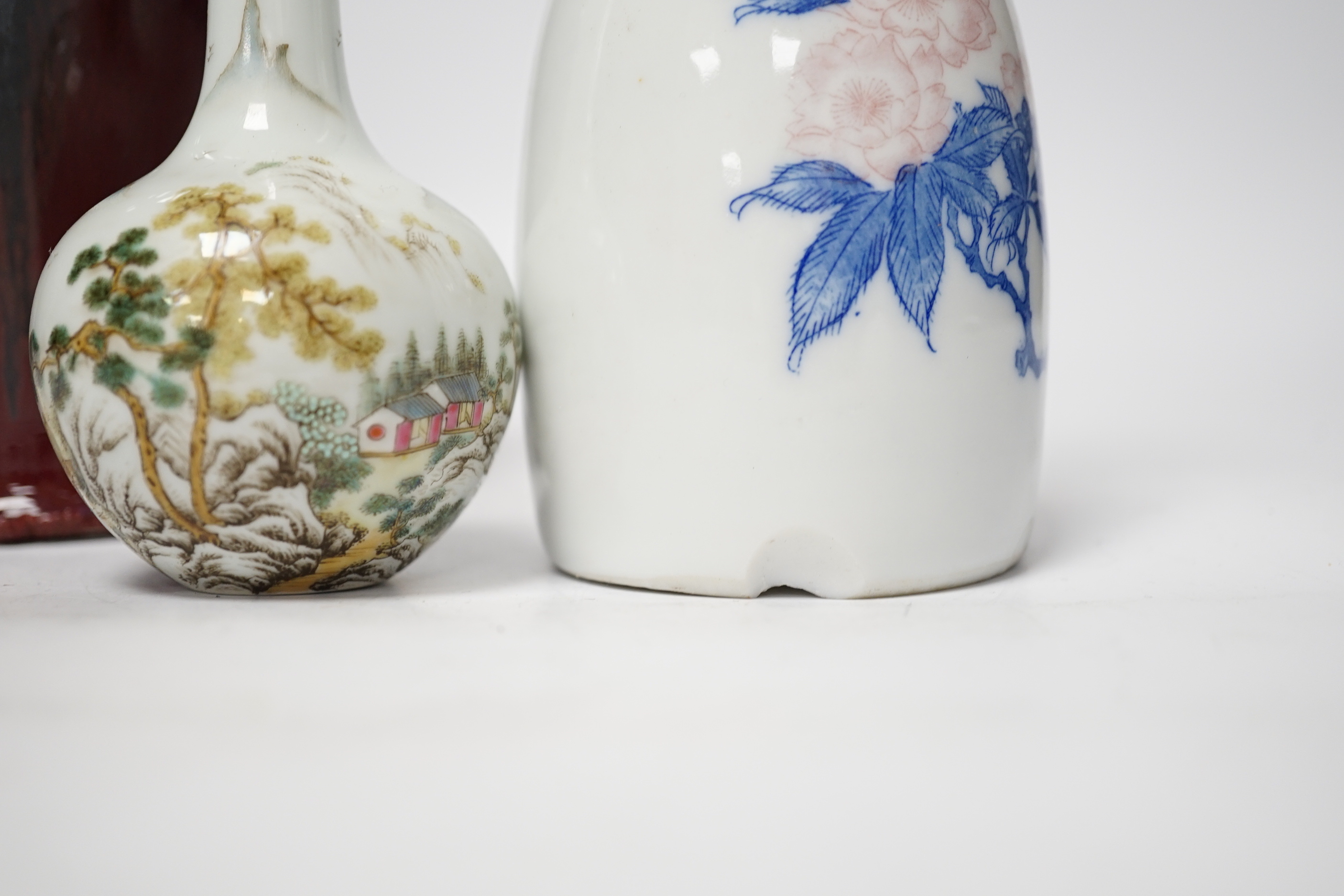 Three Chinese porcelain vases, tallest 19cm